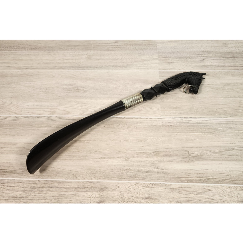 Vintage Equestrian Horse Head Shoe Horn Black Plastic 11" Japan (25)